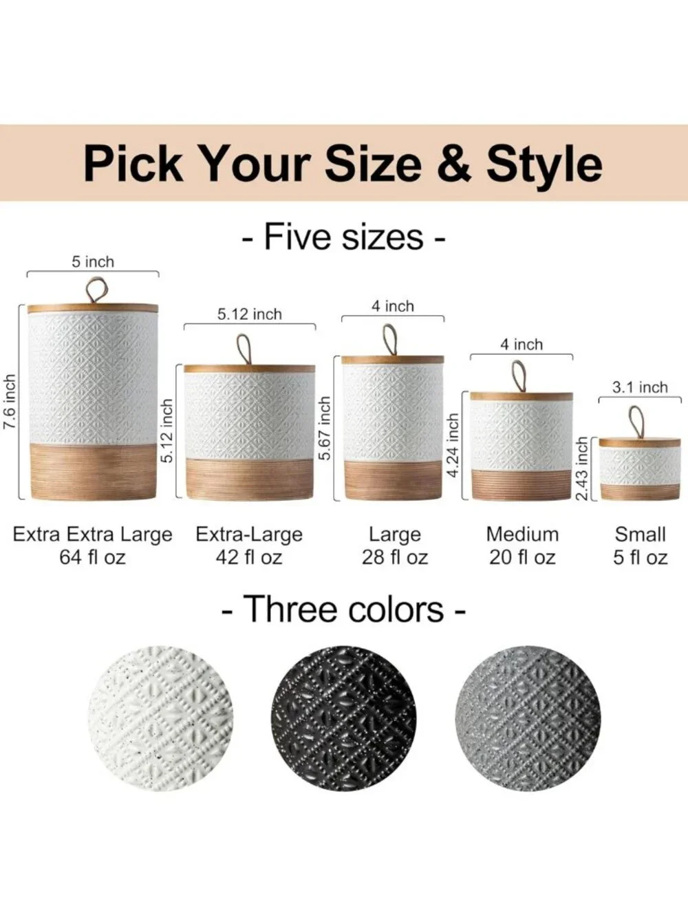 Large White Ceramic Coffee Canister with Airtight Lid - Stackable Kitchen